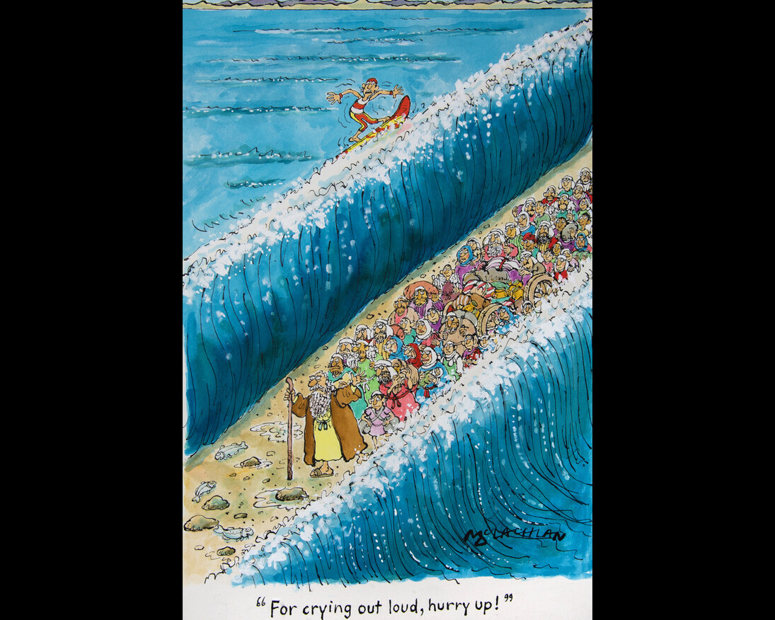 ‘For Crying Out Loud, Hurry Up!’, Edward Mclachlan (BORN 1940) . Courtesy of Chris Beetles Gallery 