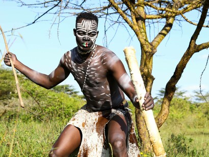 Tribal man with face painted 