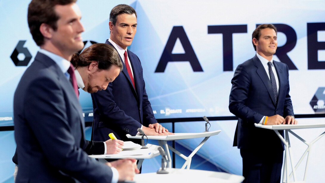 Los líderes de los cuatro principales partidos de España en el pasado debate para las elecciones generales