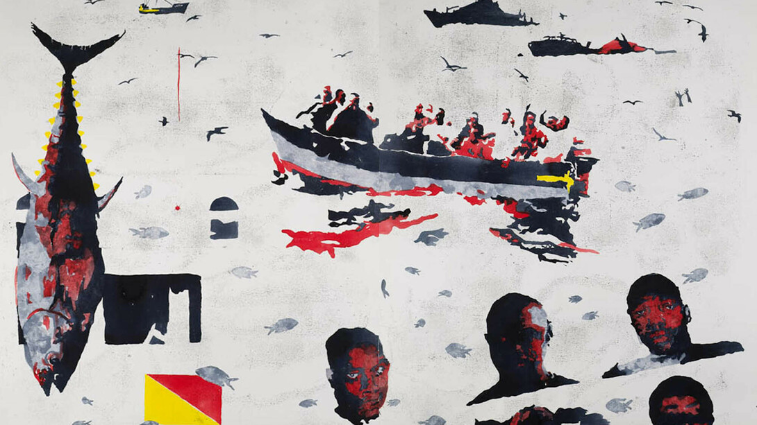 Nicola Villa, Mediterraneo, 2010 acquerelli su carta, 120x160, due elementi cm 120x80. Courtesy of Galleria Bellinzona