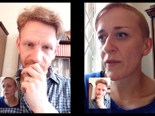 False Memory Archive: Two actors reciting contributions to the False Memory Archive as if they were their own memories via FaceTime. © A.R. Hopwood