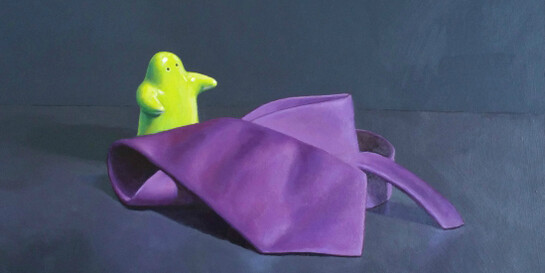 James Guy Eccleston - The Green Man and the Serpent 38x46cm Oil on Board. Courtesy of Ffin y Parc