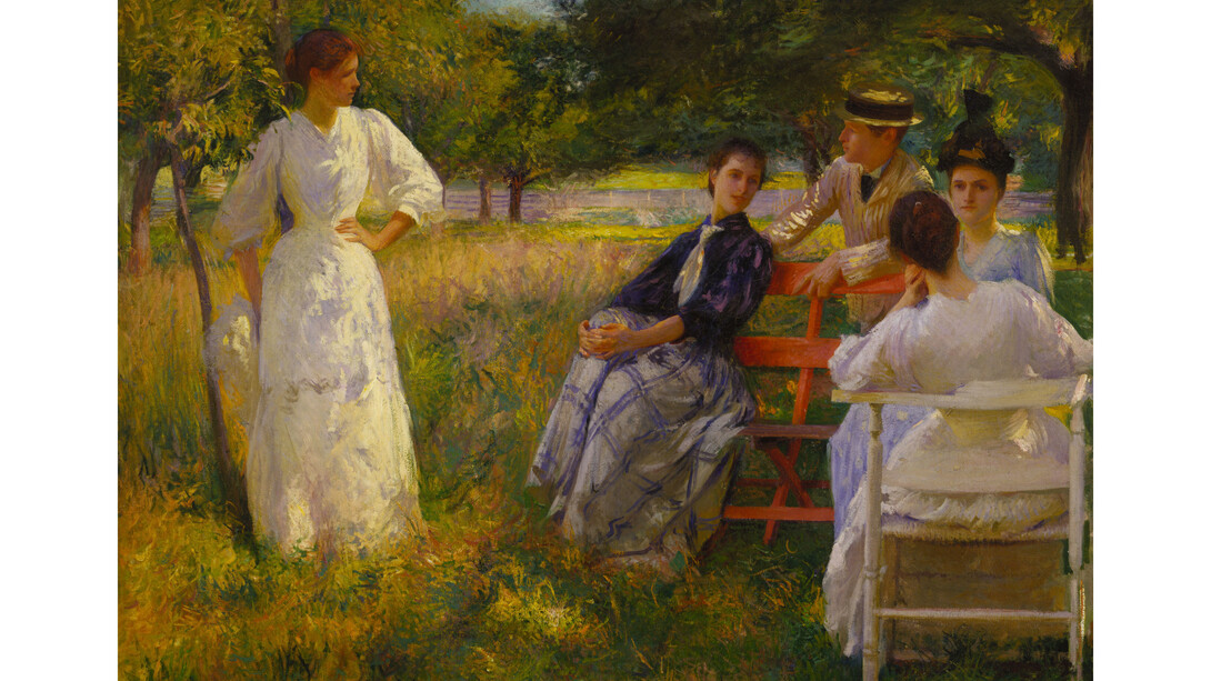 Edmund C. Tarbell, In the Orchard, 1891, Oil on canvas, 154.3 x 166.4 cm, Terra Foundation for American Art, Chicago, Daniel J. Terra Collection, 1999.141, © Terra Foundation for American Art
