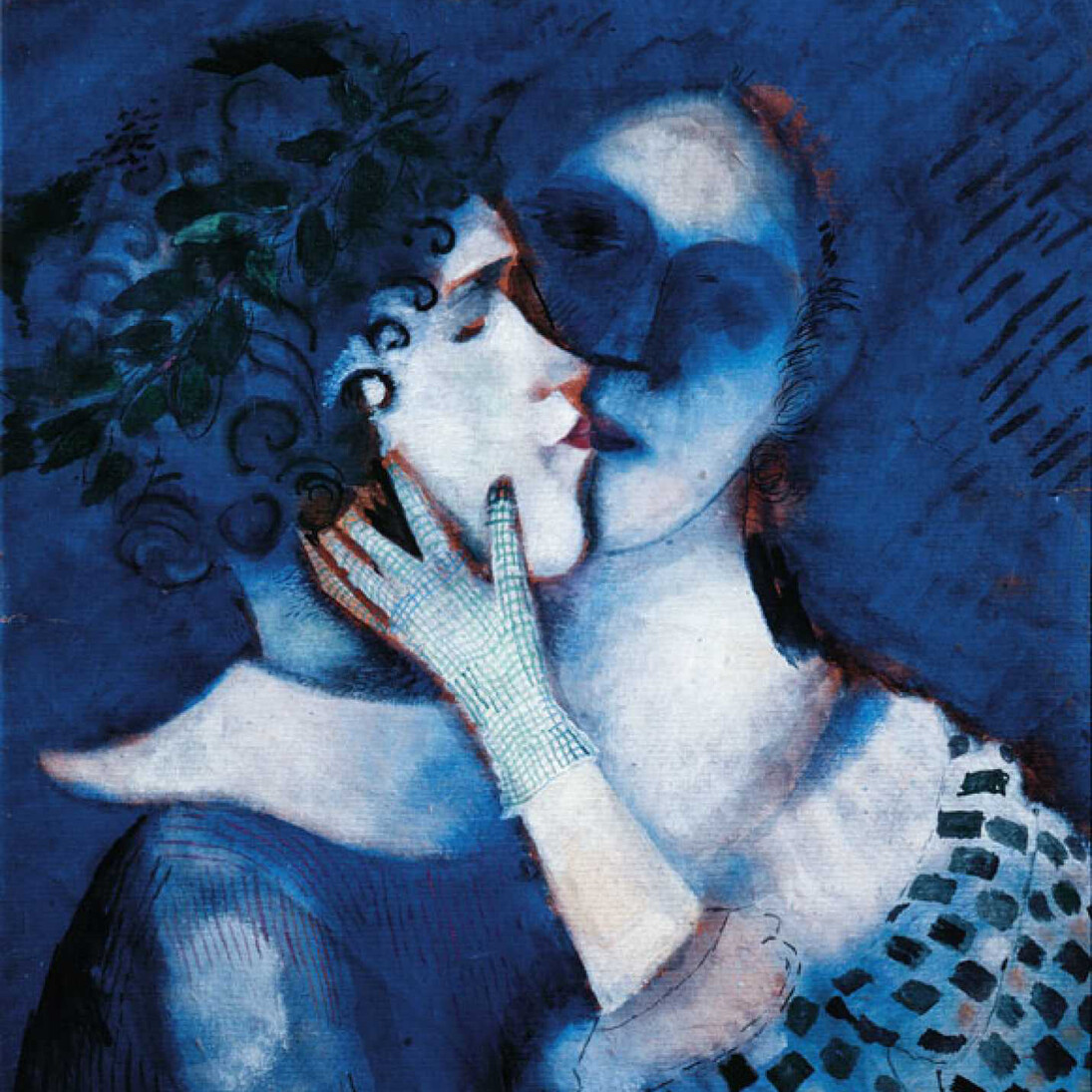 Marc Chagall, The Lovers in Blue, 1914, tempera and paper pasted on cardboard, private Collection