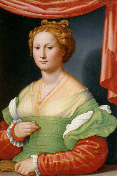 Francucci Innocenzo dit Innocenzo da Imola, Portrait Présumé de Vannozza Cattanei, Première moitié du XVIe siècle, Huile sur toile, H.83 ; L.62 cm, Rome, Galleria Borghese © SSPSAE e per il Polo Museale della Città di Roma
