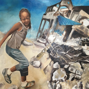 Silvia Paci, Fortnite, 2019, olio su tela, cm. 120x150