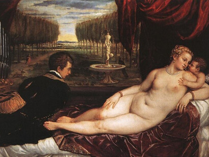 Tiziano - Venere con Cupido e un organista