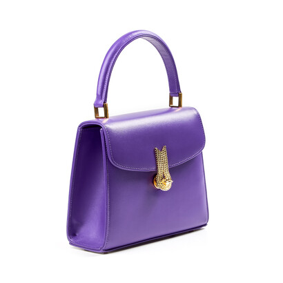 Queen Handbag in pelle viola bouganville
