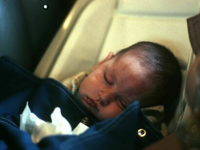 Adam Chodzko, Sleepers. Hole, 2013, Punctured found 35 mm slide, April 1974, Printed as C-type, 17.8 x 25.4 cm, Edition of 2