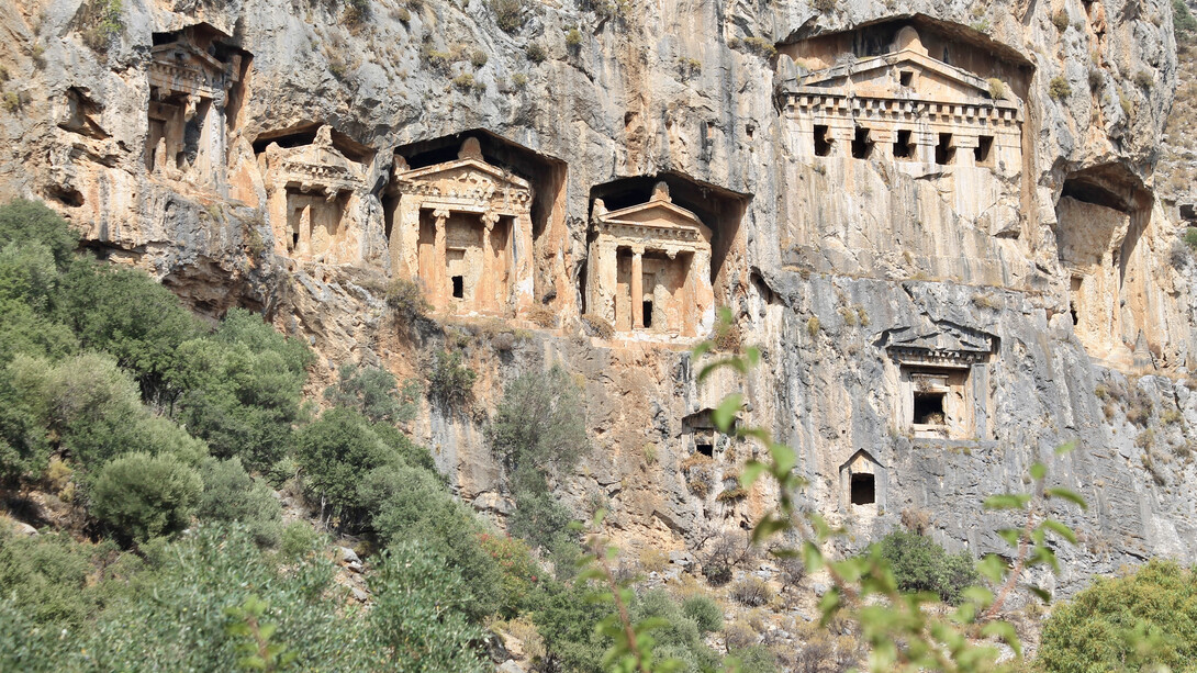 Tombe monumentali rupestri, Kaunos, sul confine delle regioni Caria e Licia, Turchia