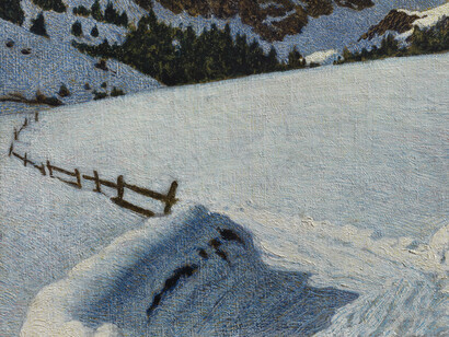 Angelo Morbelli, Neve, olio su tela 24 x 38 cm. Courtesy of GAMManzoni