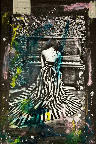 Raphael Mazzucco, Piano Girl 1, Archival print, mixed media, encased in resin