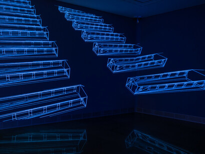Nicolás Combarro, Mirar a otro lado, vista de exhibición. Cortesía del Museo Universidad de Navarra