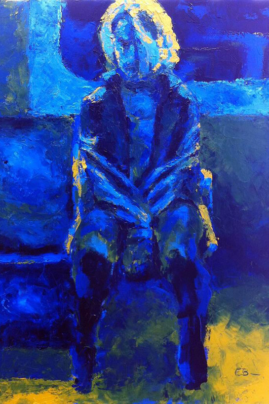 Edward Bahoric, Girl on a Train, Acrylic on Canvas, 40" x 30"