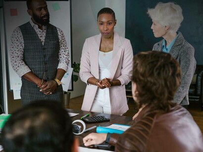 A trio of entrepreneurs attempting to get investors to fund their start-up