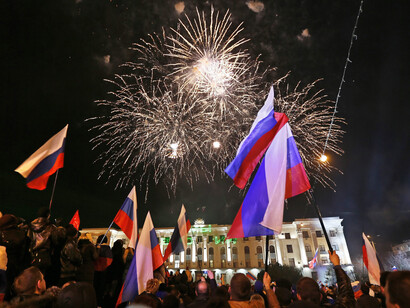 Ucrania. Celebración tras la victoria de los pro-rusos en el referendum de Crimea