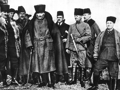 Mustafa Kemal at the end of the First Battle of İnönü, Turkey