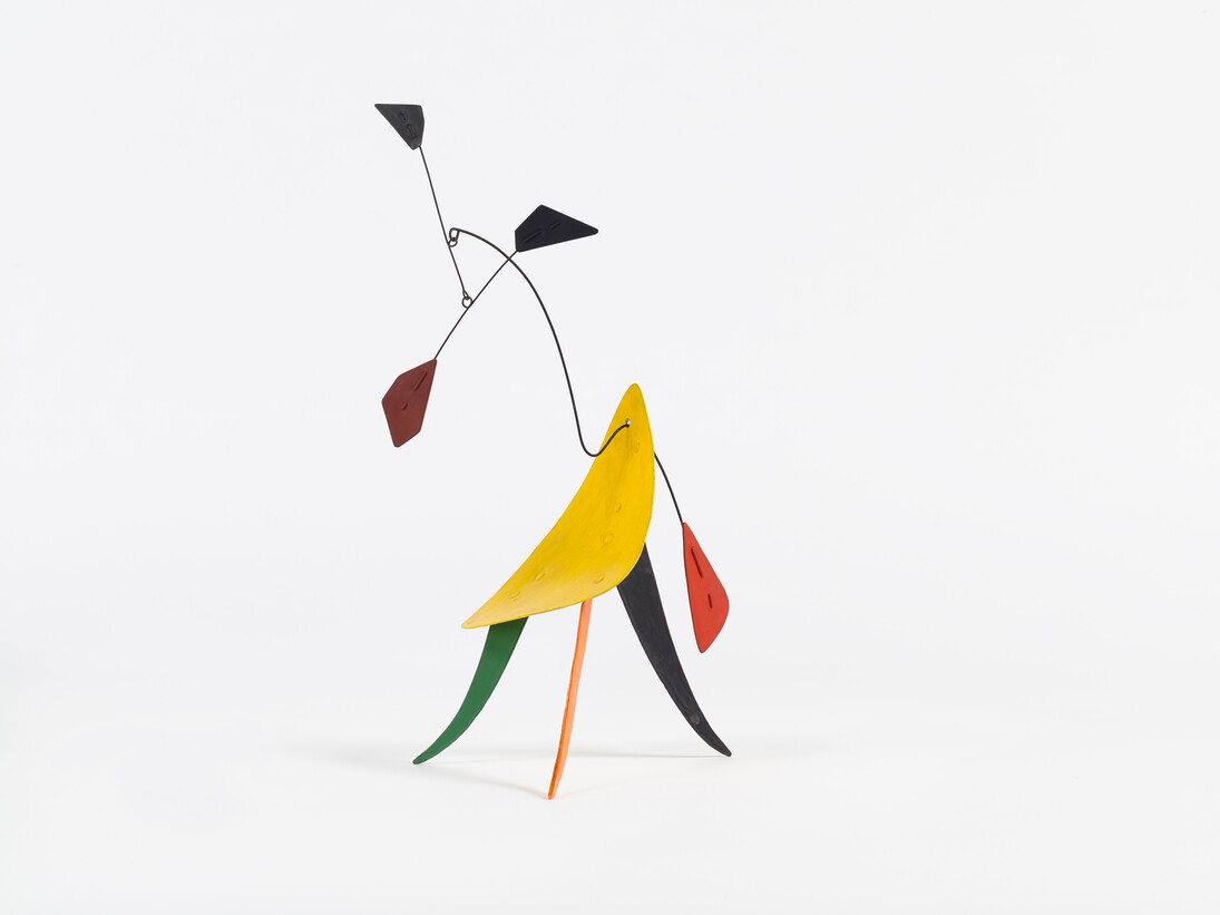 Alexander Calder, Untitled, c. 1942, Sheet metal, wire, and paint, 13 1/2 x 8 x 6 inches (34.3 x 20.3 x 15.2 cm). © 2015 Calder Foundation, New York / Artists Rights Society (ARS), New York Courtesy Dominique Lévy, New York