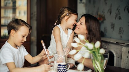 A mother and her children. Perhaps wealth is not about quantity, but about quality 
