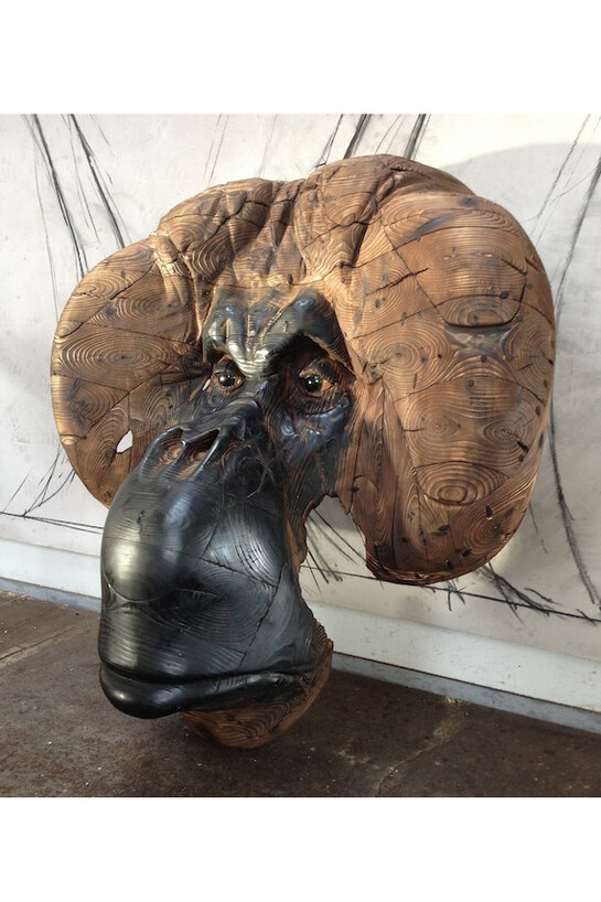 Quentin Garel, Orang-outan (Unique), 2014, Wood & Polychrome, 59" x 59" x 27½"