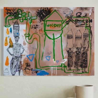 Caff Adeus, Third World Tendencies, Acrylic, oil, spray paint, pastels on canvas, 86 x 68 x 1,2023. Courtesy of the artist and Paradigm Gallery + Studio