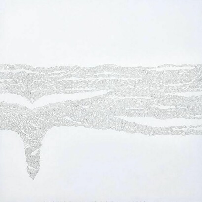 Golnaz Fathi, Untitled, 2007, Pen and varnish on canvas, 39.4 x 39.4 inches. Image courtesy of Sundaram Tagore Gallery