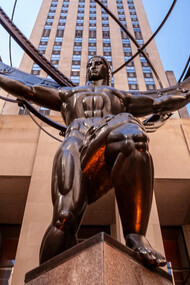Atlas carrying the world, a statue at the botton of the Empire State Building, New York, USA