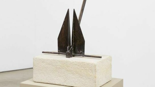 Ian Hamilton Finlay, Swallow, 1998. Bronze and stone, 22 3/4 x 15 3/4 x 14 1/4 inches, edition of 2. Courtesy of David Nolan Gallery, New York. © Estate of Ian Hamilton Finlay.
