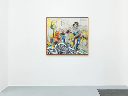 Salifou Lindou, Carambolage (Carom shots), exhibition view. Courtesy of Afikaris Gallery
