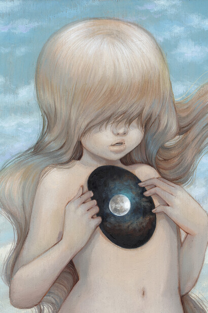 Camilla D'Errico, La Luna, oil on panel, 25.4x20.3 cm, 10x8 in. Courtesy the artist and Dorothy Circus Gallery