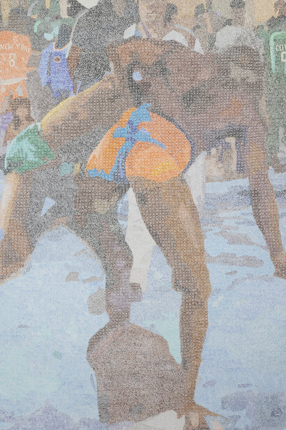 Alioune Diagne, Basketball ak laamb, between basketball and wrestling (detail), 2024. Courtesy of Templon