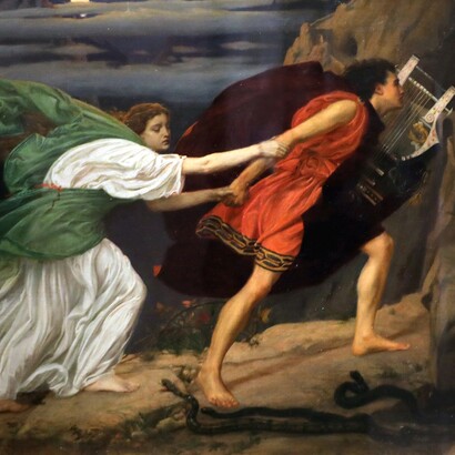 Edward John Poynter, Orfeo ed Euridice, 1862. Foto di Francesco Bini presso la mostra "L'incanto di Orfeo" (2024 exhibition, Palazzo Medici-Riccardi, Florence)