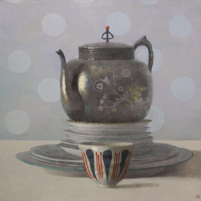 Olga Antonova,Teapots Plates and Cups, courtesy of Gallery Henoch