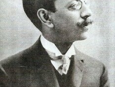 Olavo Bilac em retrato de perfil. Um dos principais nomes do parnasianismo brasileiro, o poeta valorizou o rigor formal e o trabalho cuidadoso com as palavras, princípios celebrados em Profissão de fé, poema citado no artigo como exemplo da valorização do ornamento na construção do discurso