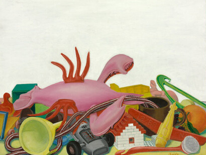 Christa Dichgans, “Häufung mit Gummikrebs”, 1967, acrylic on canvas 