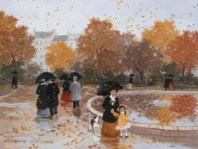 Fabienne Delacroix, Les feuilles d'automne, 2013, Acrylic On Canvas, 7½" x 9½"