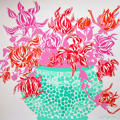 Oisín Byrne, Turquoise pink cut flowers (detail), 2026. Courtesy of So Fine Art Editions