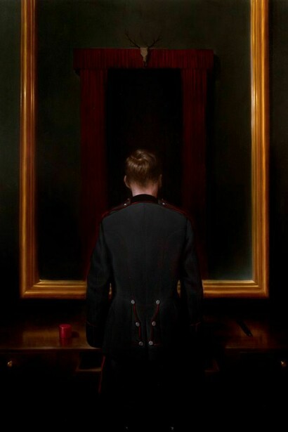 Ken Currie, Red Trim, 2012, oil on linen, 60 x 84 inches, Courtesy of Flowers Gallery
