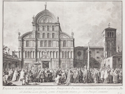 Giovanni Battista Brustoloni – engraver, Giovanni Antonio Canal, called Canaletto – inventor, Visit of the Doge to San Zaccaria on Easter Day, engraving and etching