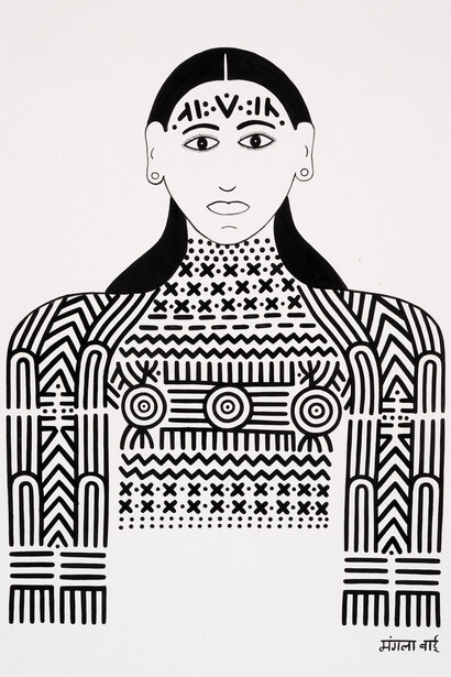 Mangala Bai Maravi, Baiga Godna, 2024. Courtesy of the artist and Sullivan+Strumpf