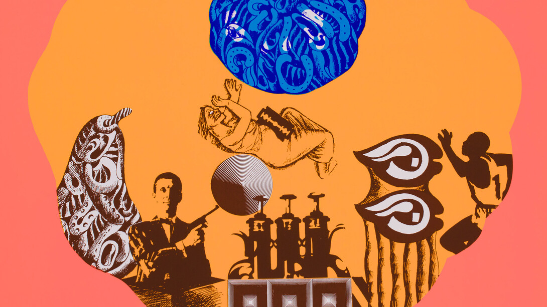 Mario Ramous, Pozzati, 1968. Per gentile concessione di Accademia di Belle Arti di Urbino 