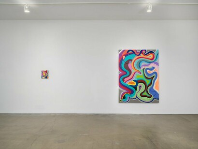 Sarah Cain, Tell the poets, exhibition view. Courtesy of Honor Fraser Gallery