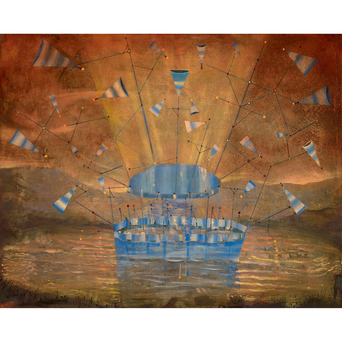 Kevin Paulsen, Christened Listener 1, 2014, pigment on plaster atop cotton velvet mounted on board, 38 x 48 inches