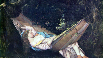 Una joven disfruta de la siesta en «La hamaca», Gustave Courbet 