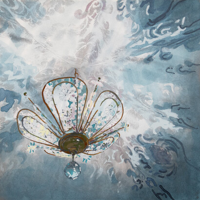 Lee Essex Doyle, Brocade, 2023. Mixed media on paper mounted on aluminum, 12 x 12 inches. Courtesy of the artist and Childs Gallery. 