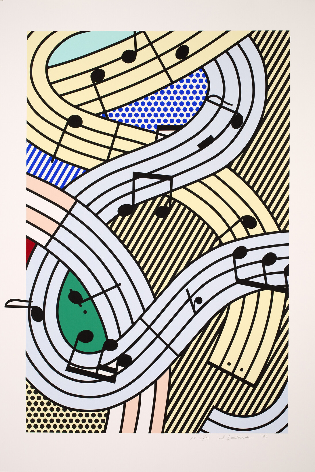 Roy Lichtenstein (1923-1997), Composition III, 1996, Screenprint on Lanaquarelle watercolor paper, 129.4 x 90.2 cm, Artist Rooms National Galleries of Scotland and Tate. Lent by The Roy Lichtenstein Foundation Collection 2015 © Estate of Roy Lichtenstein/DACS 2015 
