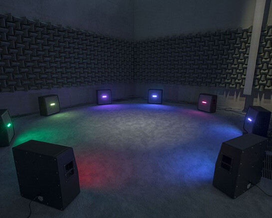Installation view: Haroon Mirza: A C I D G E S T, Pérez Art Museum Miami, 2017. Photo by Oriol Tarridas
