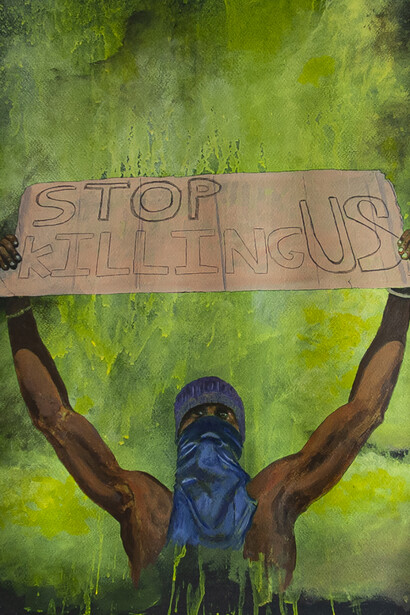 Juneteenth. 18 x 24 acrylic & graphite on Stonehenge Aqua Black, 750