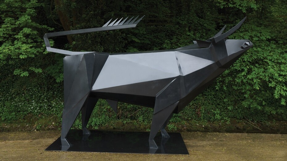Terence Coventry, Monumental Steel Bull, Powder-coated Steel, Unique, 244 cm high
