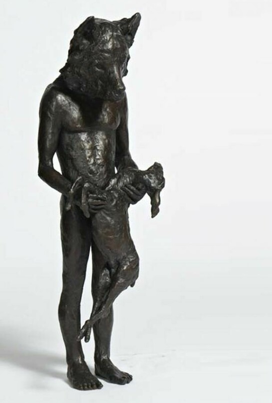 Beth Carter, Wolf with Deer, 2013, Bronze (edition of 15), 28" x 11" x 9"